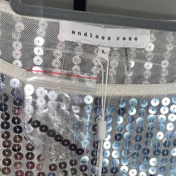 Endless Rose Silver Sequin Fringe Top - Picture 3 of 9